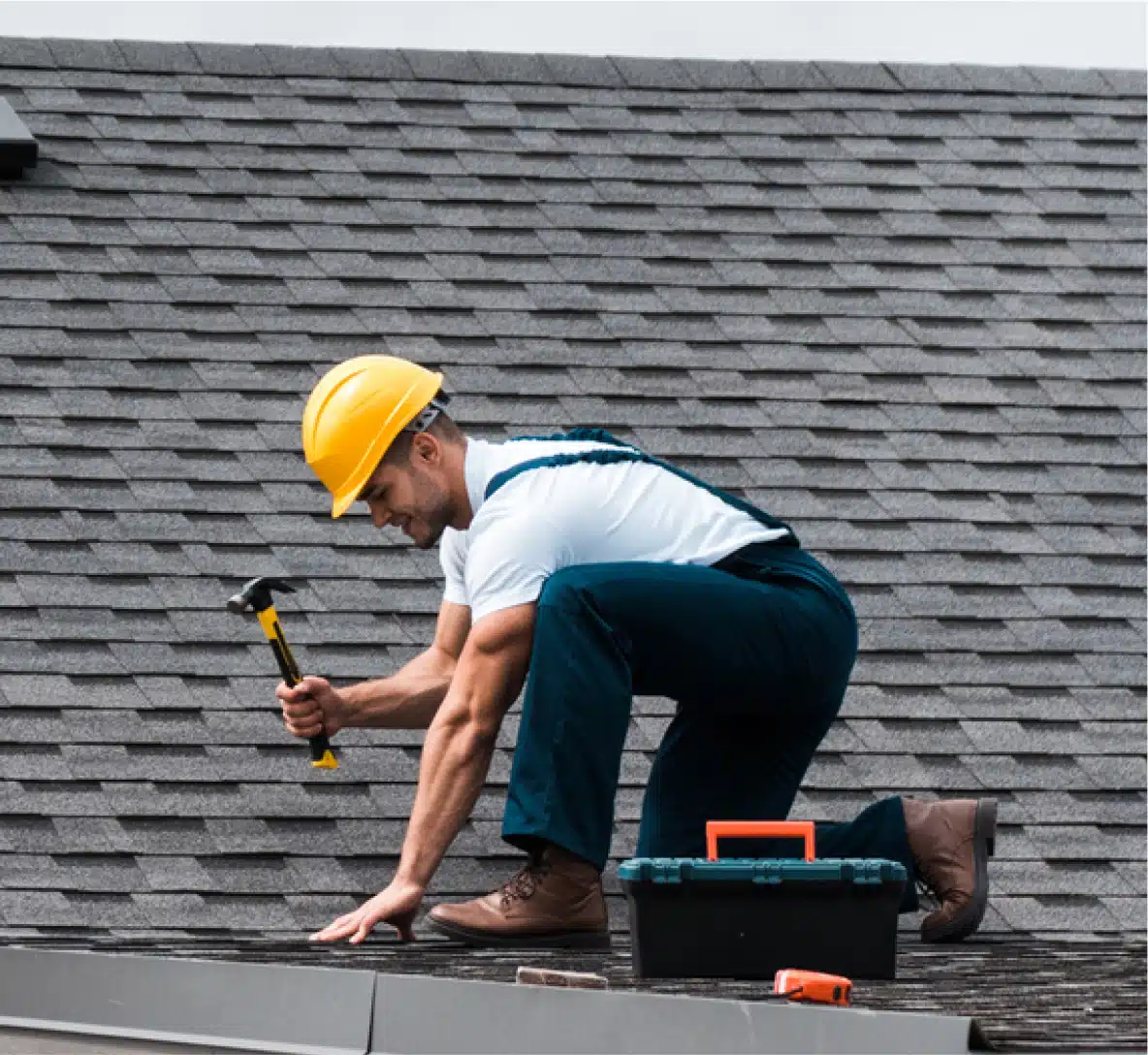 worker fixing roof